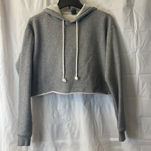 Wild Fable Women's Gray Cropped Hoodie Pullover Sweatshirt Long Sleeve, Size XS